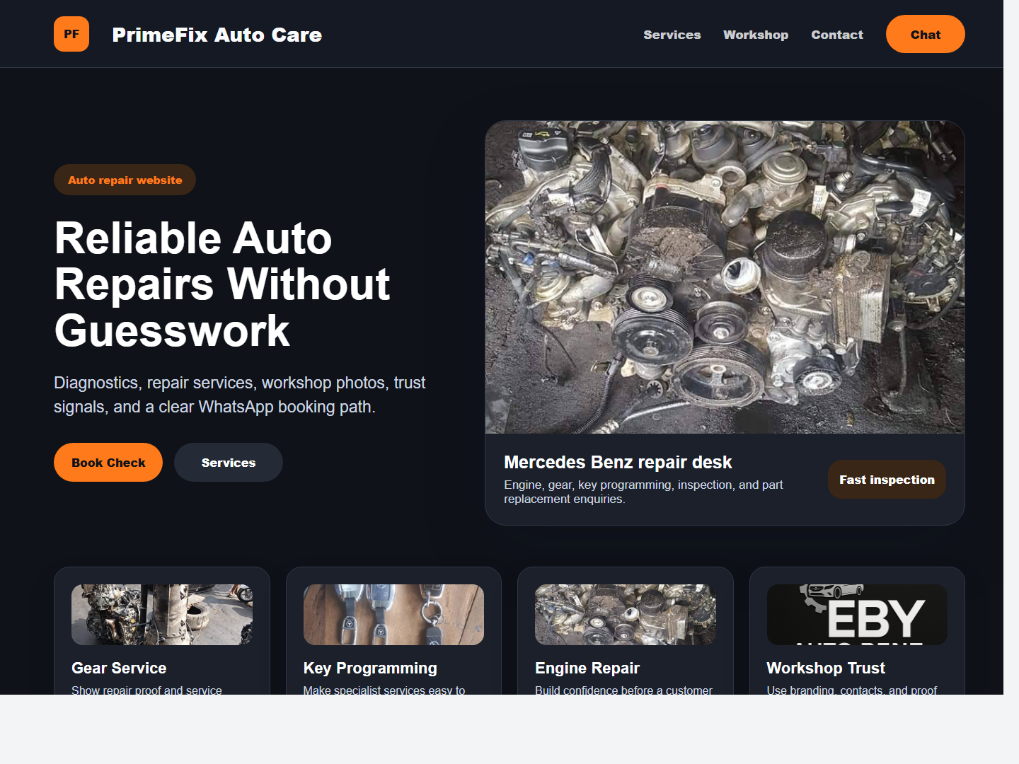 Auto repair shop website preview