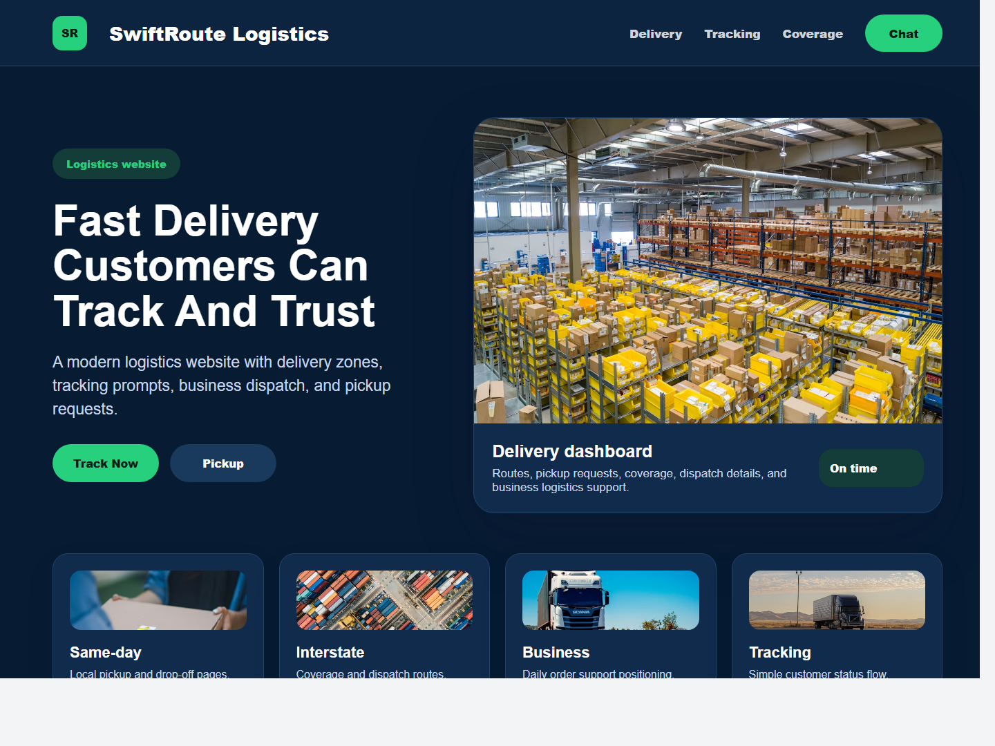 Logistics company website preview