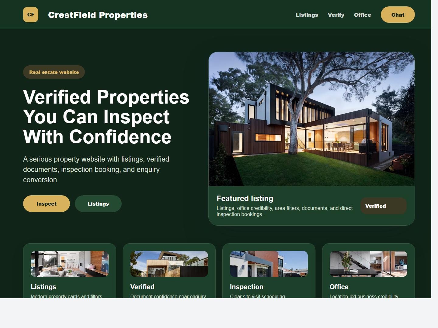 Real estate company website preview